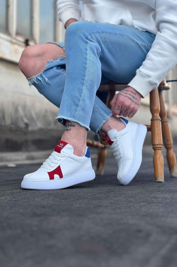 WG040 Beyaz Kırmızı Erkek Casual Ayakkabı · 2