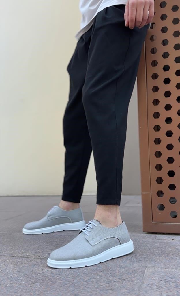 BA0003 Bağcıklı Klasik Spor Gri Renk Keten Yüksek Taban Casual Erkek AyakkabıBA0003 Bağcıklı Klasik Spor Gri Renk Keten Yüksek Taban Casual Erkek Ayakkabı