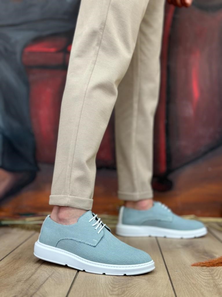 BA0003 Bağcıklı Klasik Spor Keten Turkuaz Yüksek Taban Casual Erkek Ayakkabı · 3