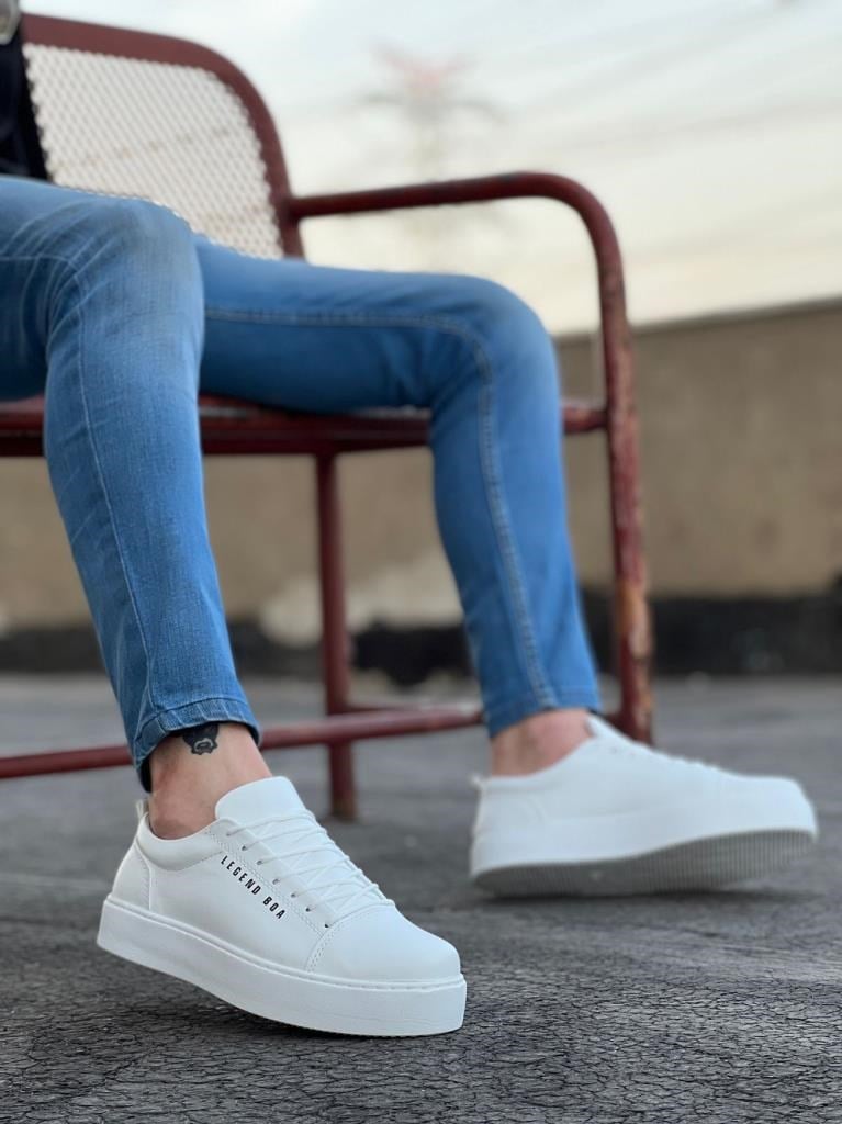 BA0104 Bağcıklı Beyaz Cilt Deri Spor Klasik Erkek Ayakkabı · 3
