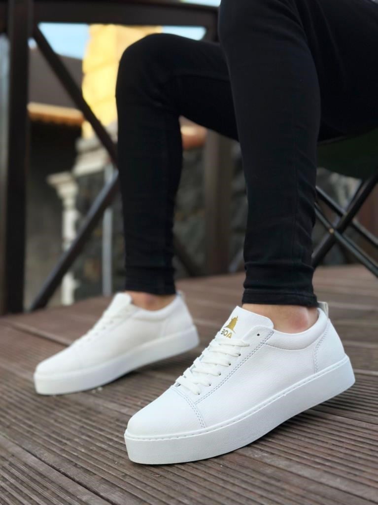BA0104 Bağcıklı Beyaz Cilt  Spor Klasik Erkek Ayakkabı · 2