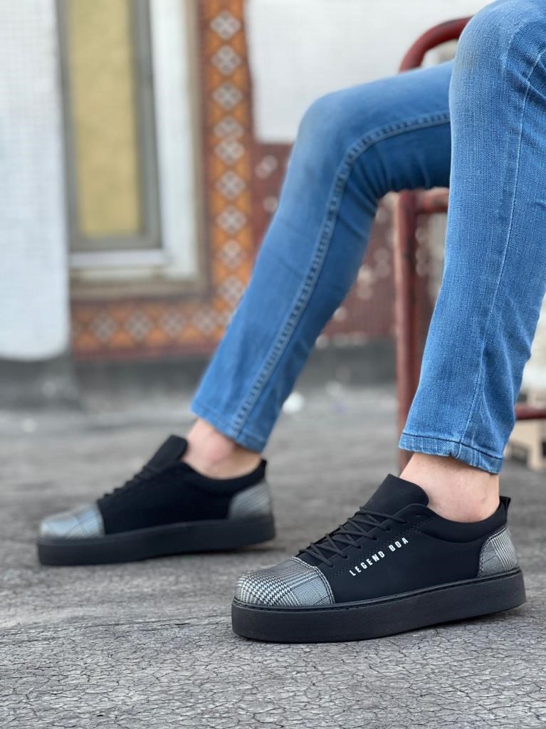BA0104 Bağcıklı Siyah Ekose Süet Siyah Taban Spor Klasik Erkek Ayakkabı · 2