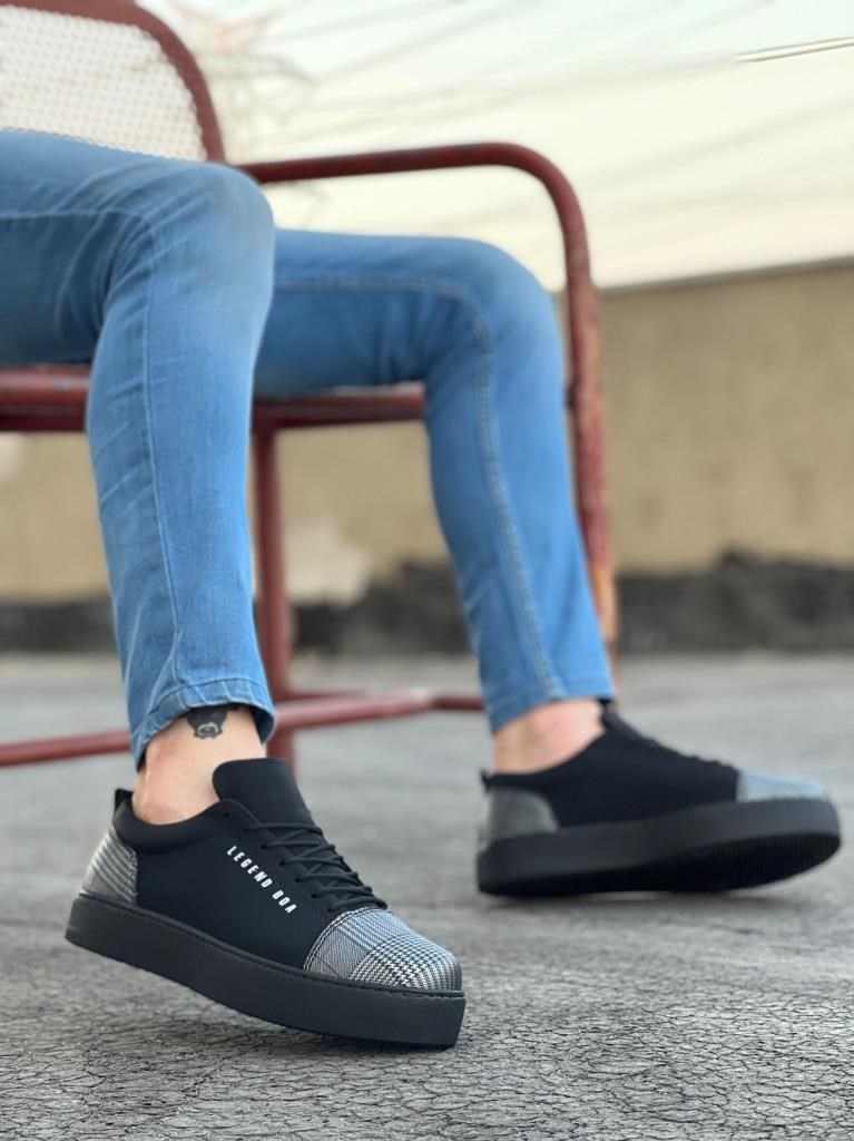 BA0104 Bağcıklı Siyah Ekose Süet Siyah Taban Spor Klasik Erkek Ayakkabı · 3