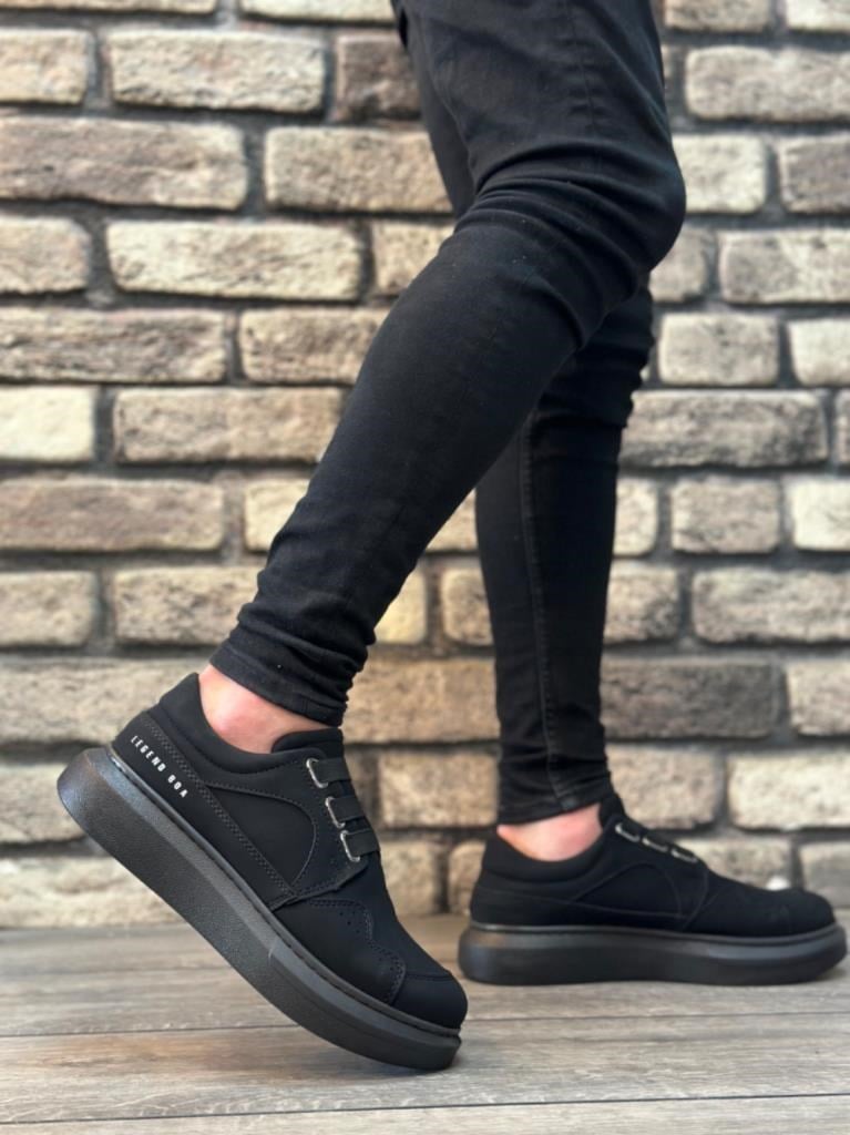 BA0302  Kalın Taban Bağcıksız Tarz Casual Siyah Siyah Erkek Ayakkabı · 3