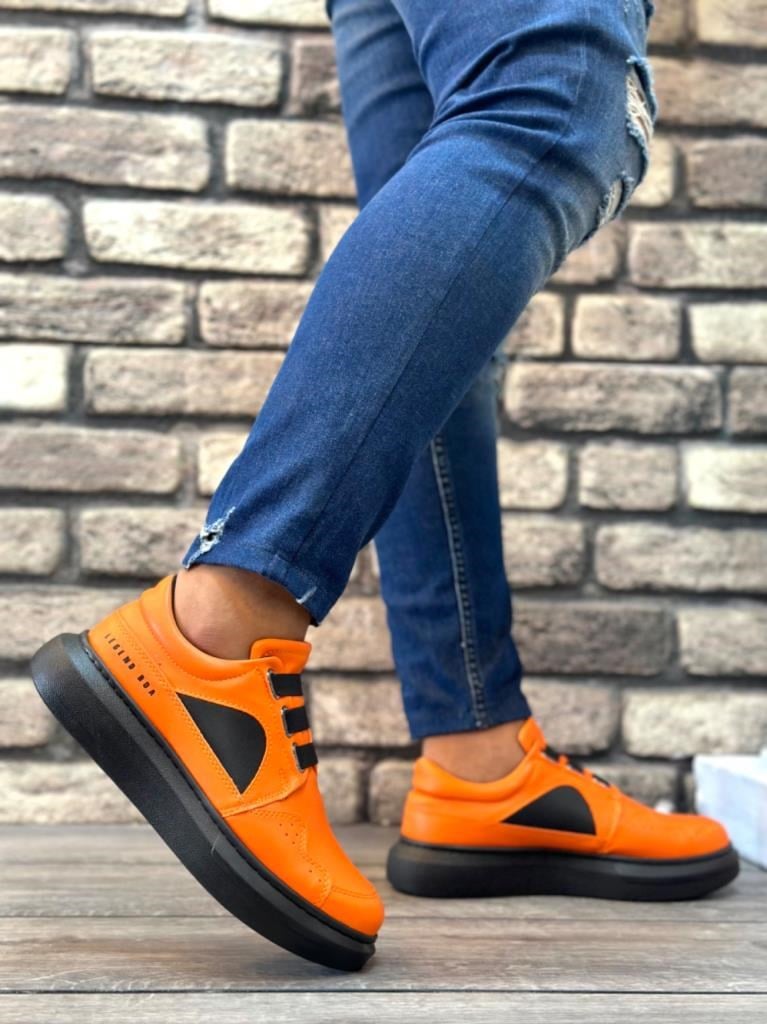 BA0302 Kalın Taban Bağcıksız Tarz Casual Turuncu Erkek Ayakkabı · 2