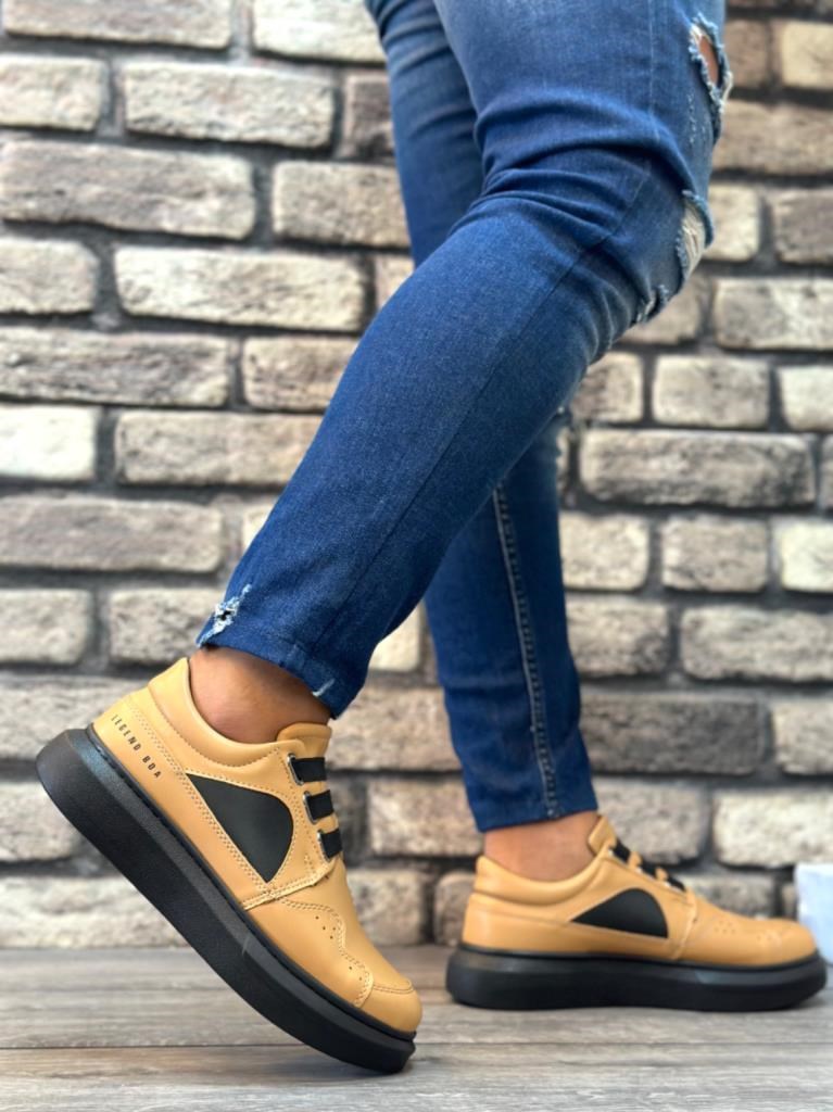 BA0302 Kalın Taban Bağcıksız Tarz Casual Karamel Renk Erkek Ayakkabı · 2