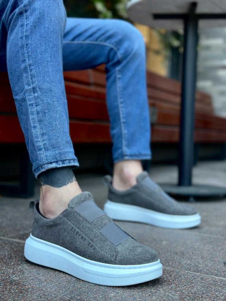 BA0307  Kalın Süet Yüksek Taban Çift Bant Gri Erkek AyakkabıBA0307  Kalın Süet Yüksek Taban Çift Bant Gri Erkek Ayakkabı