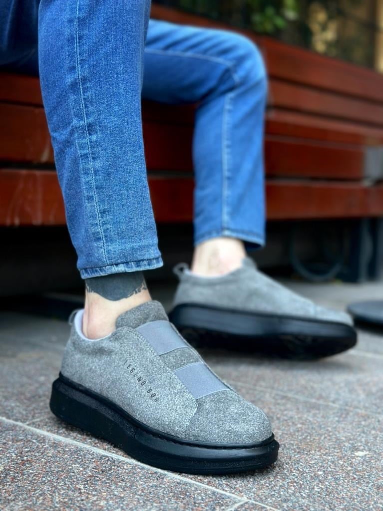 BA0307  Kalın Süet Yüksek Taban Çift Bant Gri Siyah Erkek AyakkabıBA0307  Kalın Süet Yüksek Taban Çift Bant Gri Siyah Erkek Ayakkabı