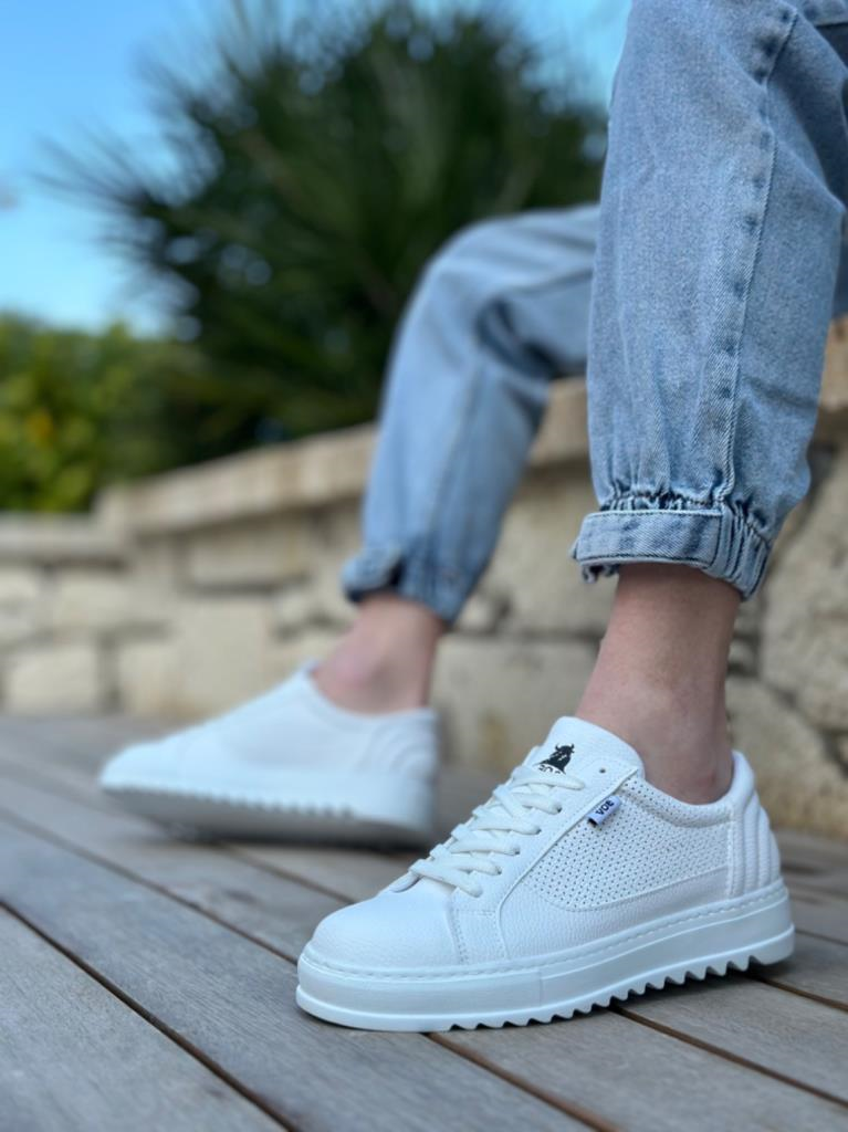 BA0323  Kalın Tırtık Yüksek Taban Beyaz Bağcıklı Spor Erkek AyakkabıBA0323 BOA Kalın Tırtık Yüksek Taban Beyaz Bağcıklı Spor Erkek Ayakkabı