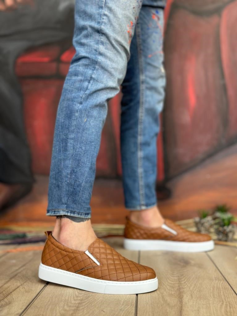 BA0353 Bağcıksız Kapitone Taba Günlük Erkek Ayakkabı · 2