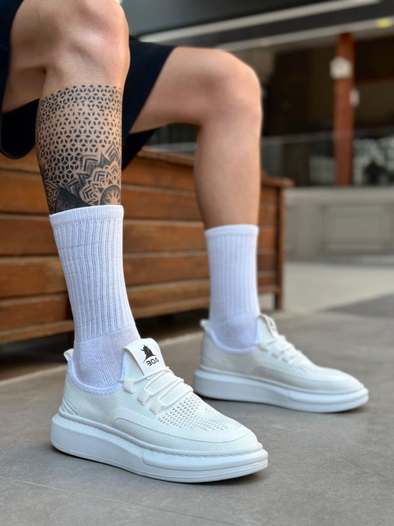 BA0375 Özel Örme Triko Tarz Beyaz Taban Spor Ayakkabı