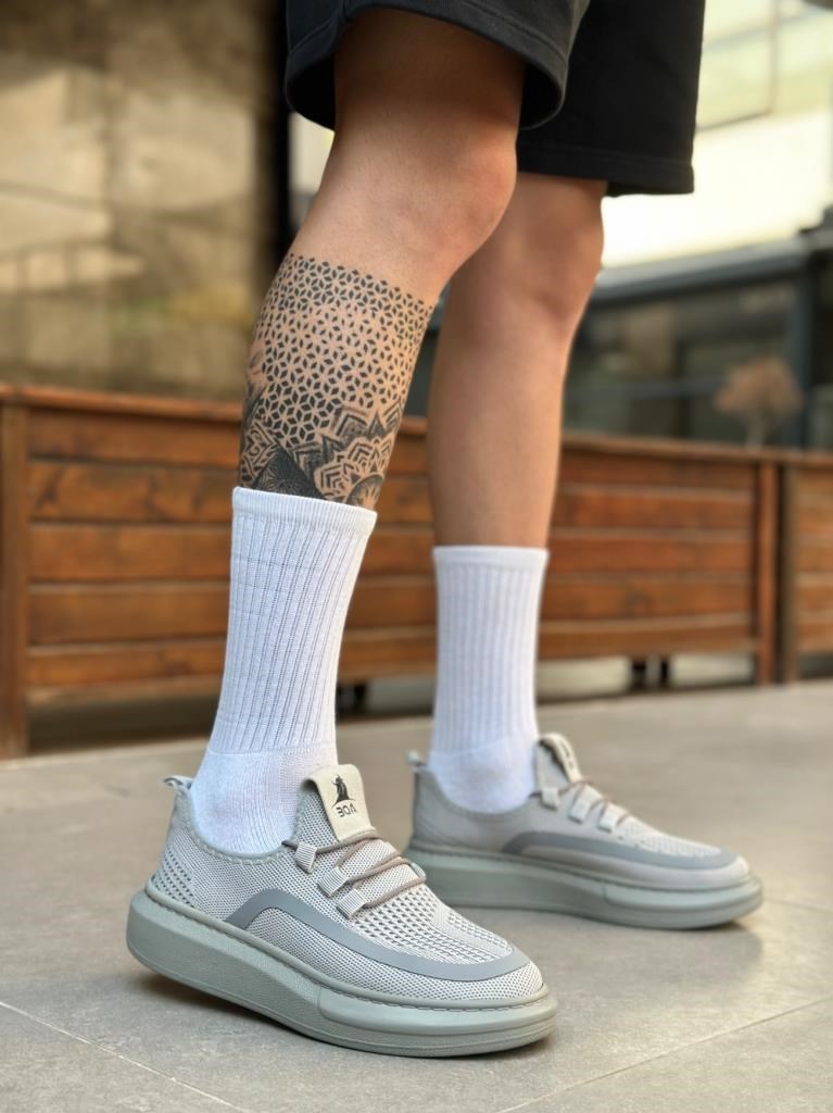 BA0375 Özel Örme Triko Tarz Gri Renk Spor Ayakkabı · 3