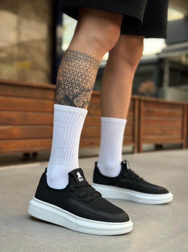 BA0375 Özel Örme Triko Tarz Siyah Renk Spor Ayakkabı · 3