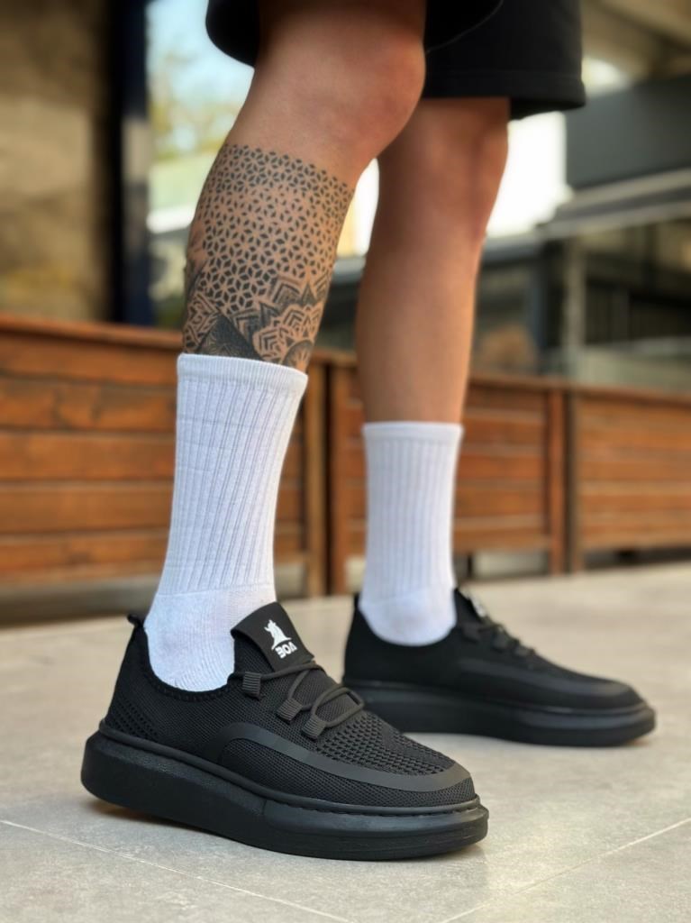 BA0375 Özel Örme Triko Tarz Siyah Renk Siyah Taban Spor Ayakkabı · 3