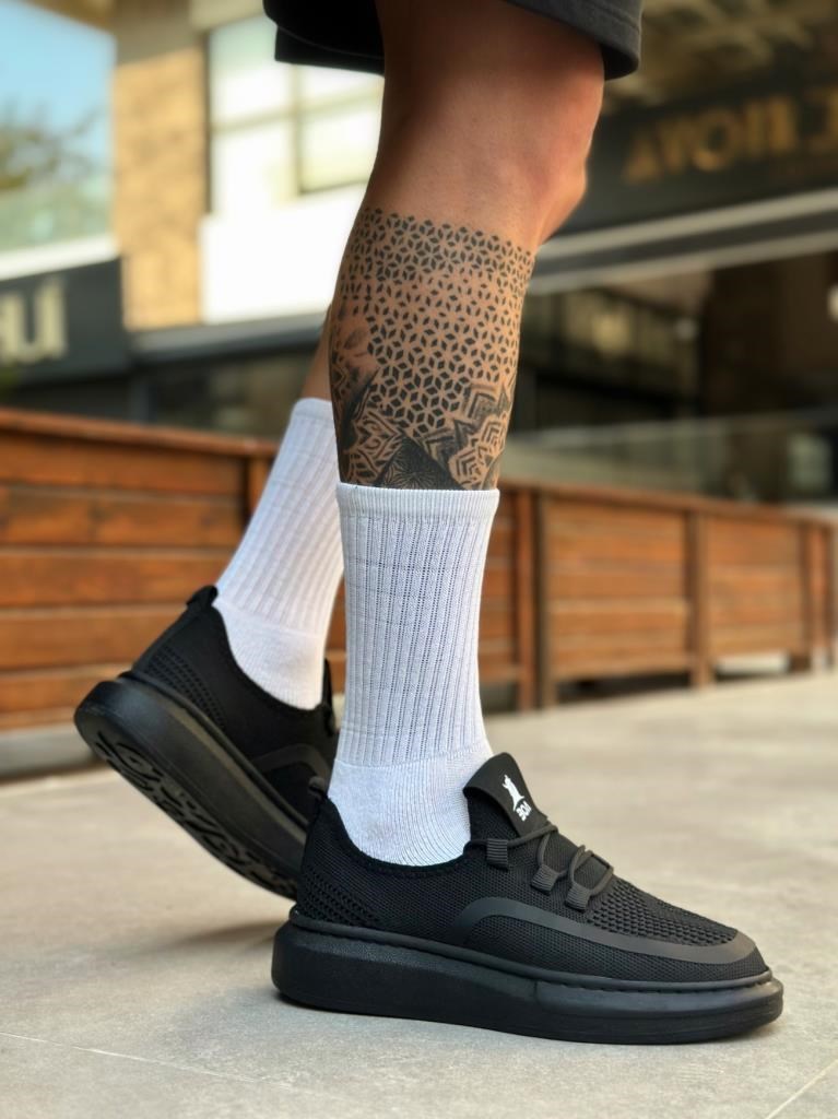 BA0375 Özel Örme Triko Tarz Siyah Renk Siyah Taban Spor Ayakkabı · 2