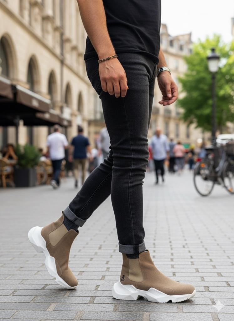 BA0444 Bağcıksız Rahat Yüksek Taban Vizon Erkek Spor Yarım Bilek BotBA0444 Bağcıksız Rahat Yüksek Taban Vizon Erkek Spor Yarım Bilek Bot