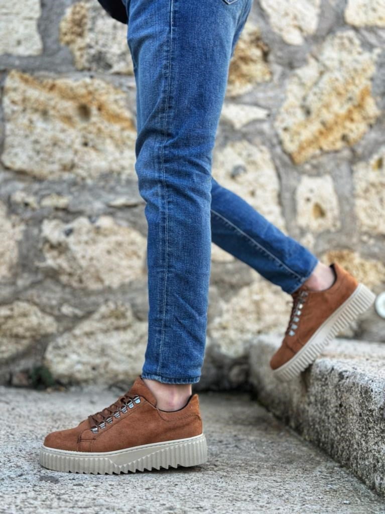 BA0505 Çengel Bağcıklı Taba Renk Yüksek Tabanlı Günlük Ayakkabı · 3