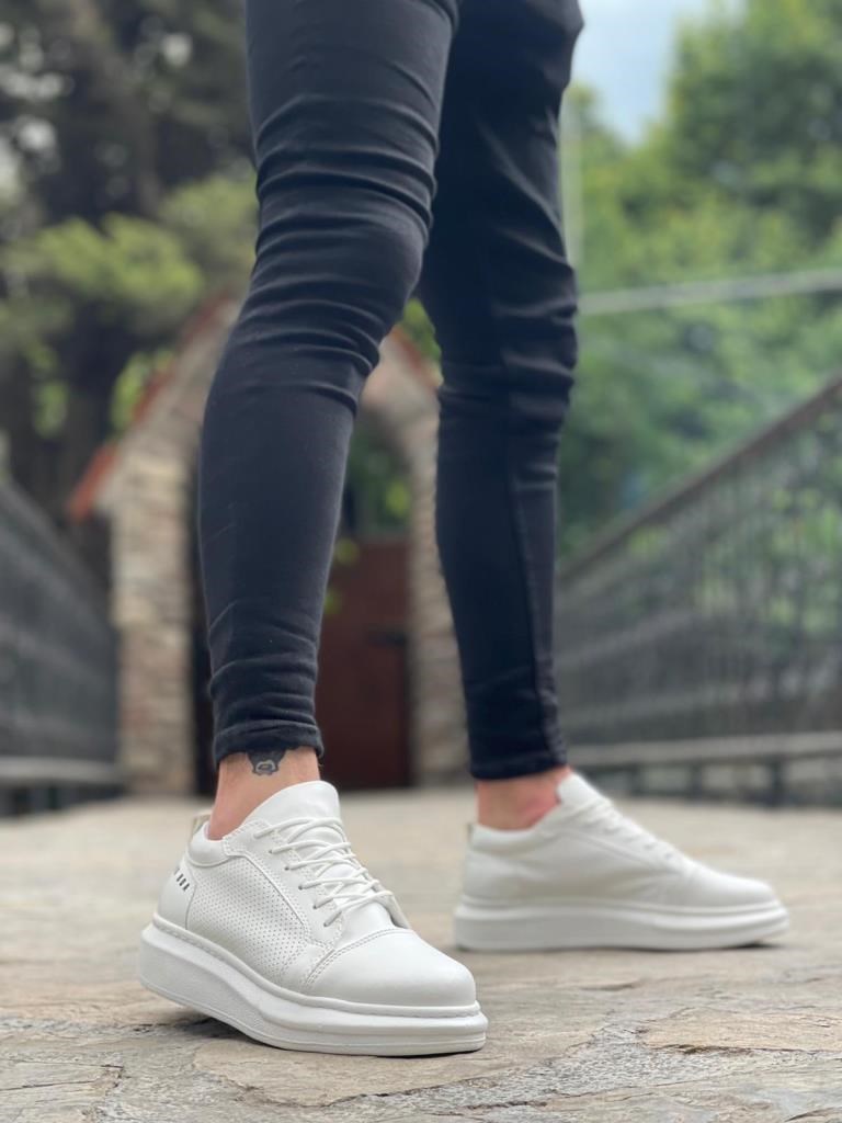 BA0548 BOA Kalın Yüksek Taban Beyaz Bağcıklı Spor Erkek Ayakkabı · 2