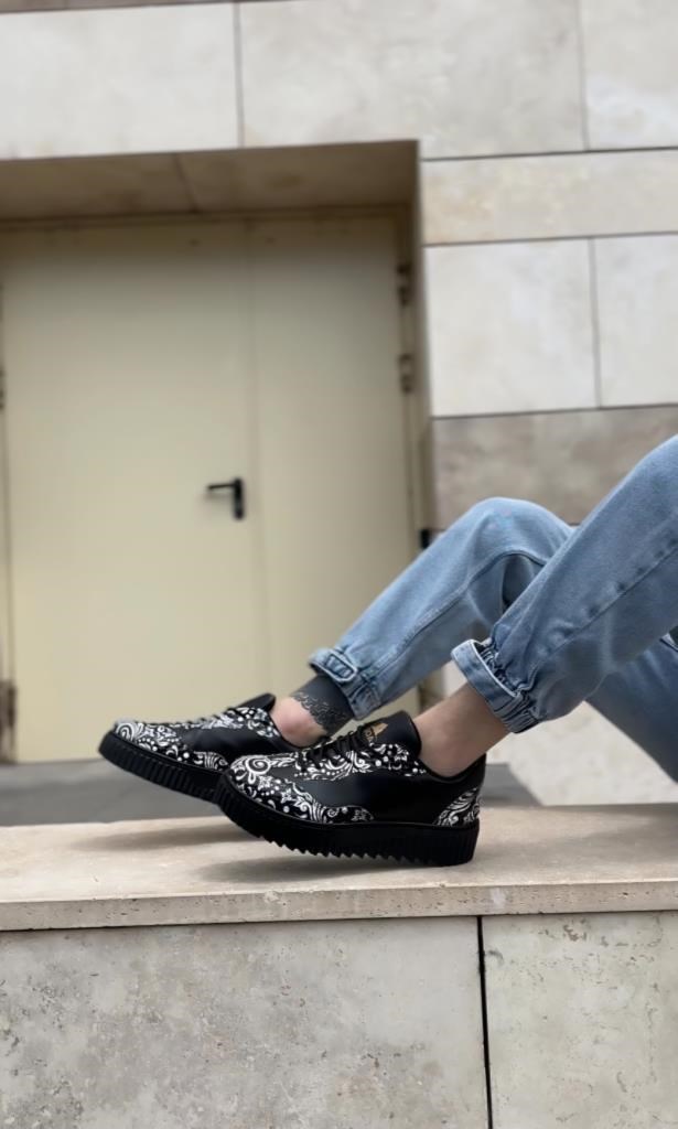BA0802  Gotik Desenli Siyah Yüksek Taban Erkek Günlük Ayakkabı · 4