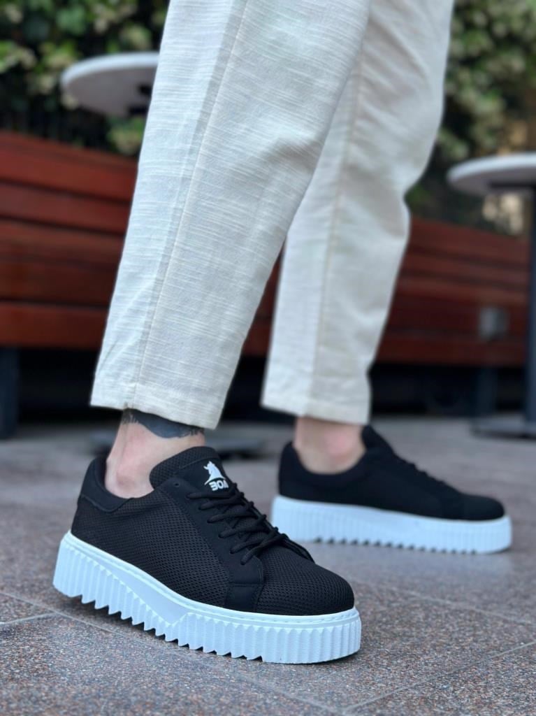 BA0803  Yüksek Taban Triko Siyah Erkek AyakkabıBA0803  Yüksek Taban Triko Siyah Erkek Ayakkabı