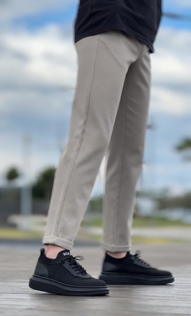 BA0812 Özel Örme Triko Tarz Siyah Renk Siyah Taban Spor Ayakkabı