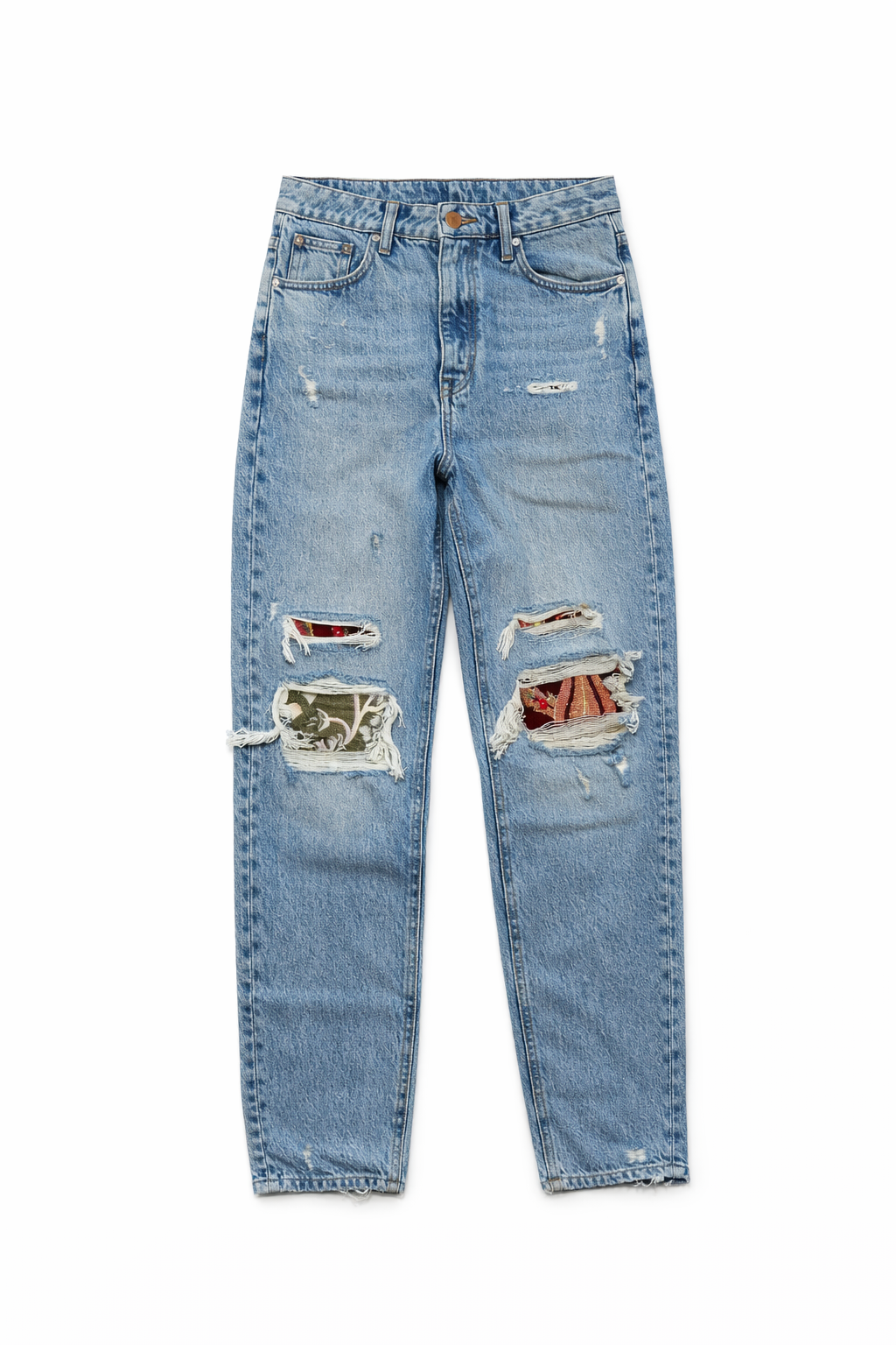 Boyfriend Kadın Patchwork Kot Pantolon