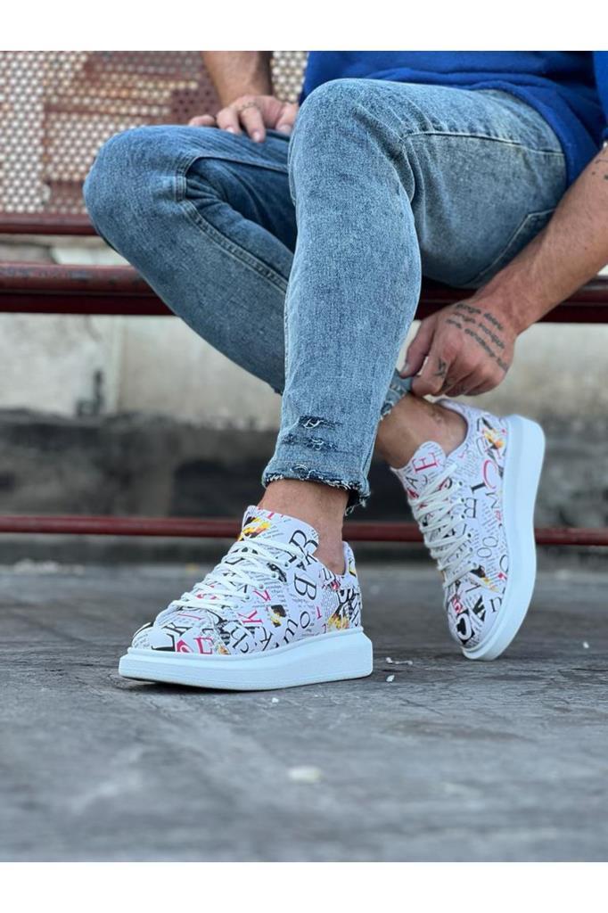 Dergi Desenli Boyalı Erkek Casual Ayakkabı WG501Dergi Desenli Boyalı Erkek Casual Ayakkabı WG501