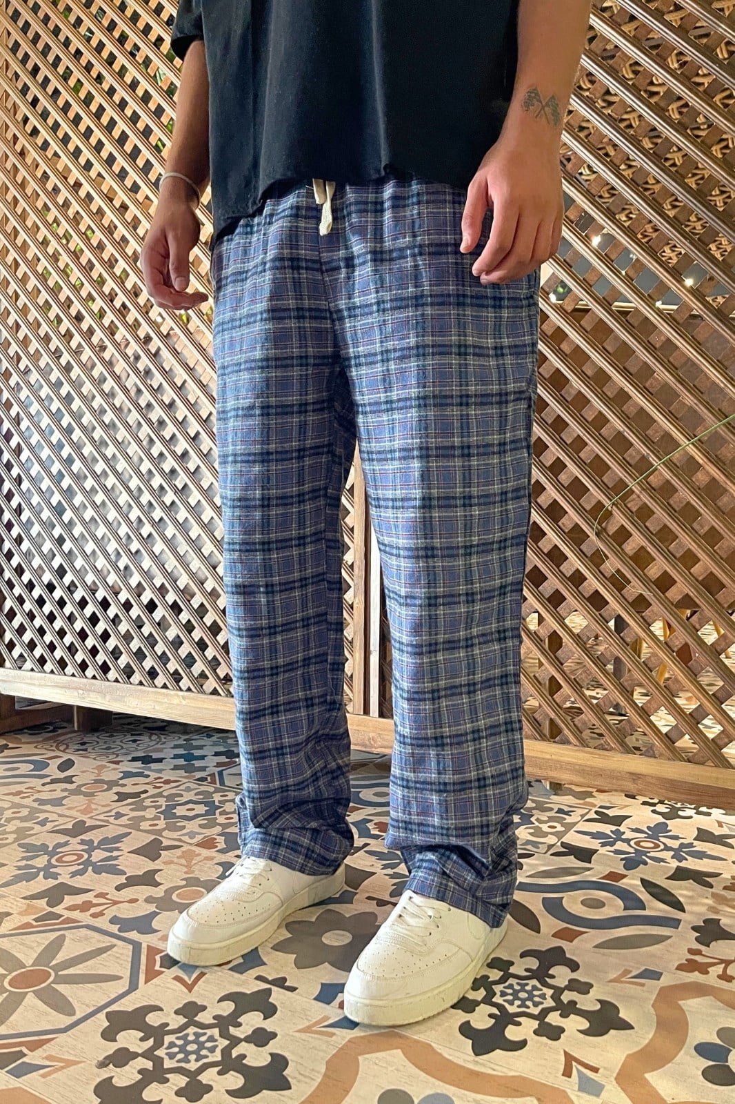 Kare Çizgili Pijama Eşofman AltıKare Çizgili Pijama Eşofman Altı