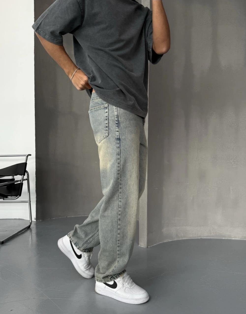 Premium Baggy Eskitme Kot Pantolon · 2