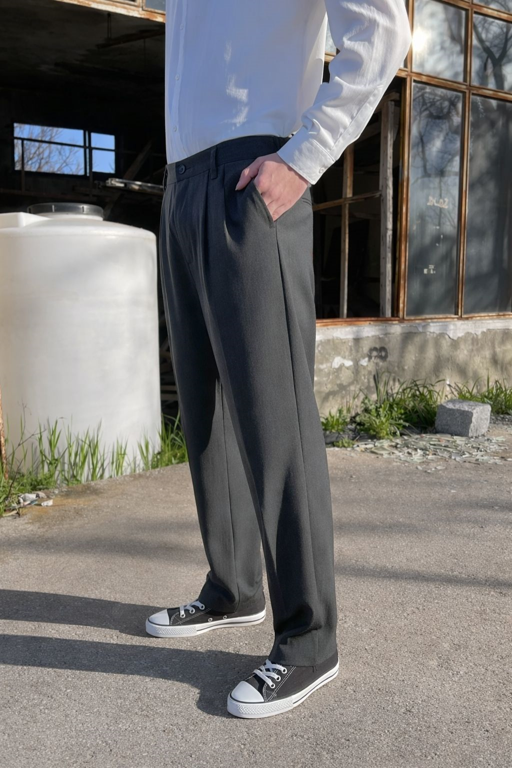 Premium Baggy Kumaş Pantolon Antrasit · 2
