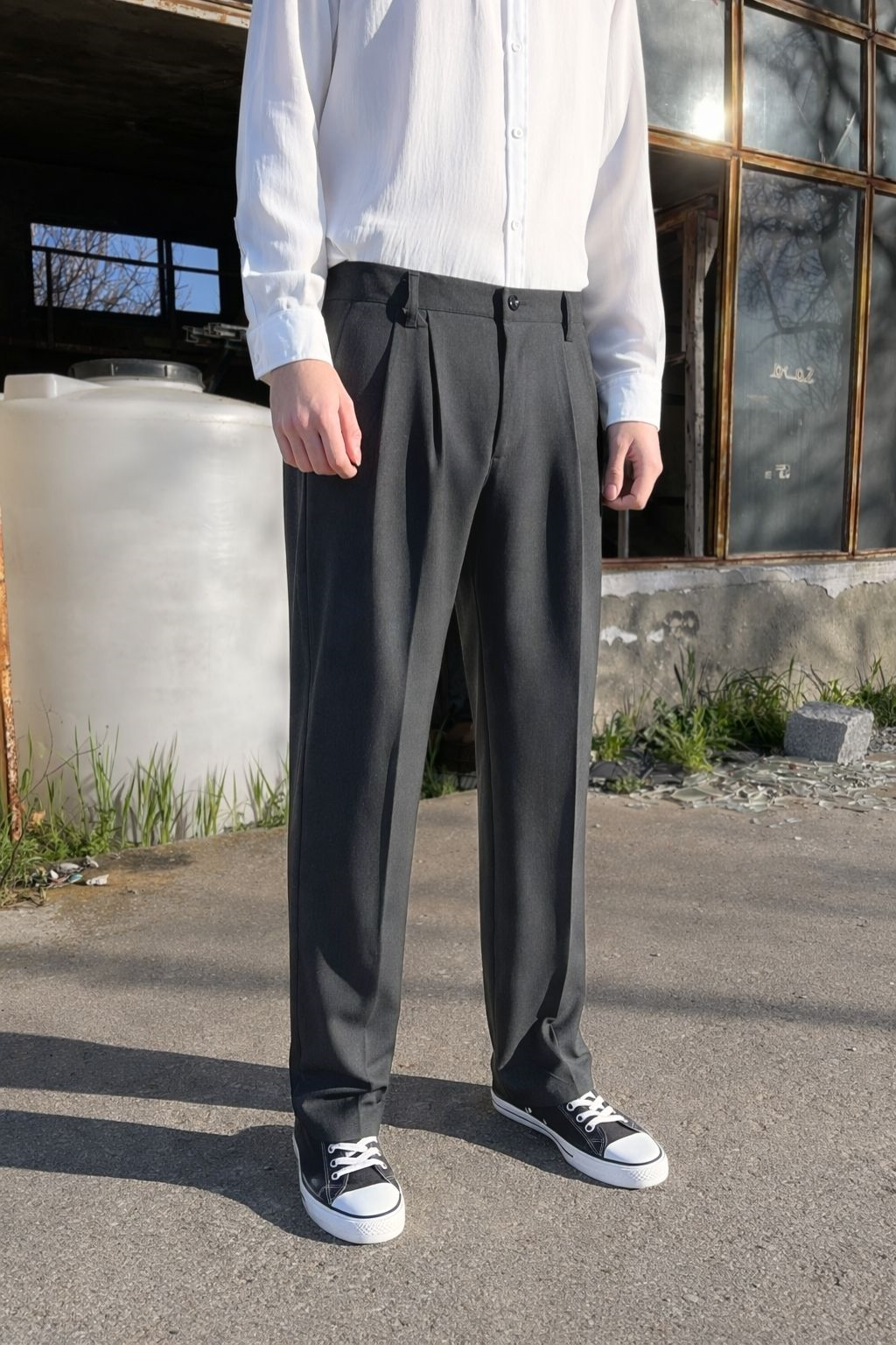 Premium Baggy Kumaş Pantolon Antrasit