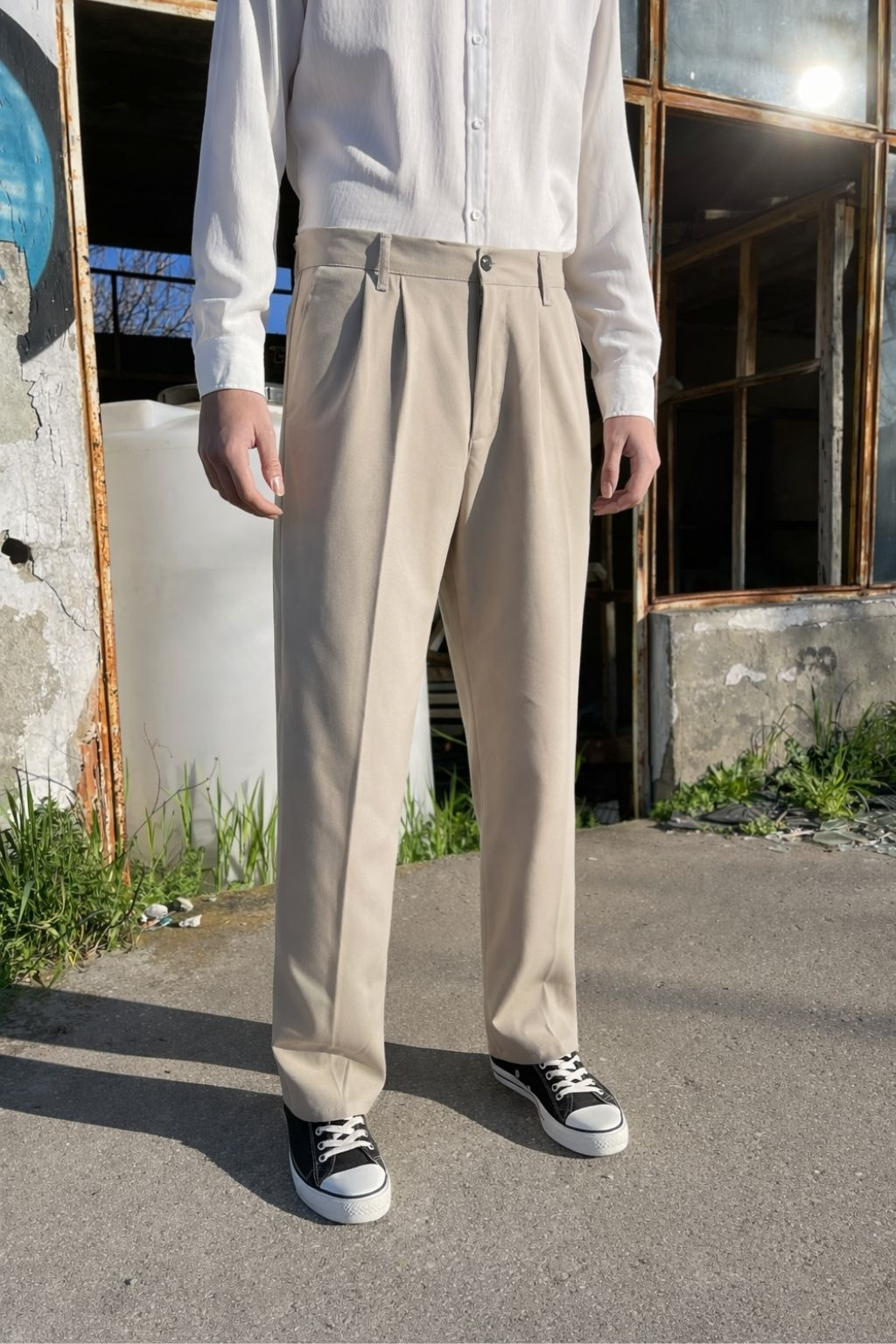 Premium Baggy Kumaş Pantolon Bej