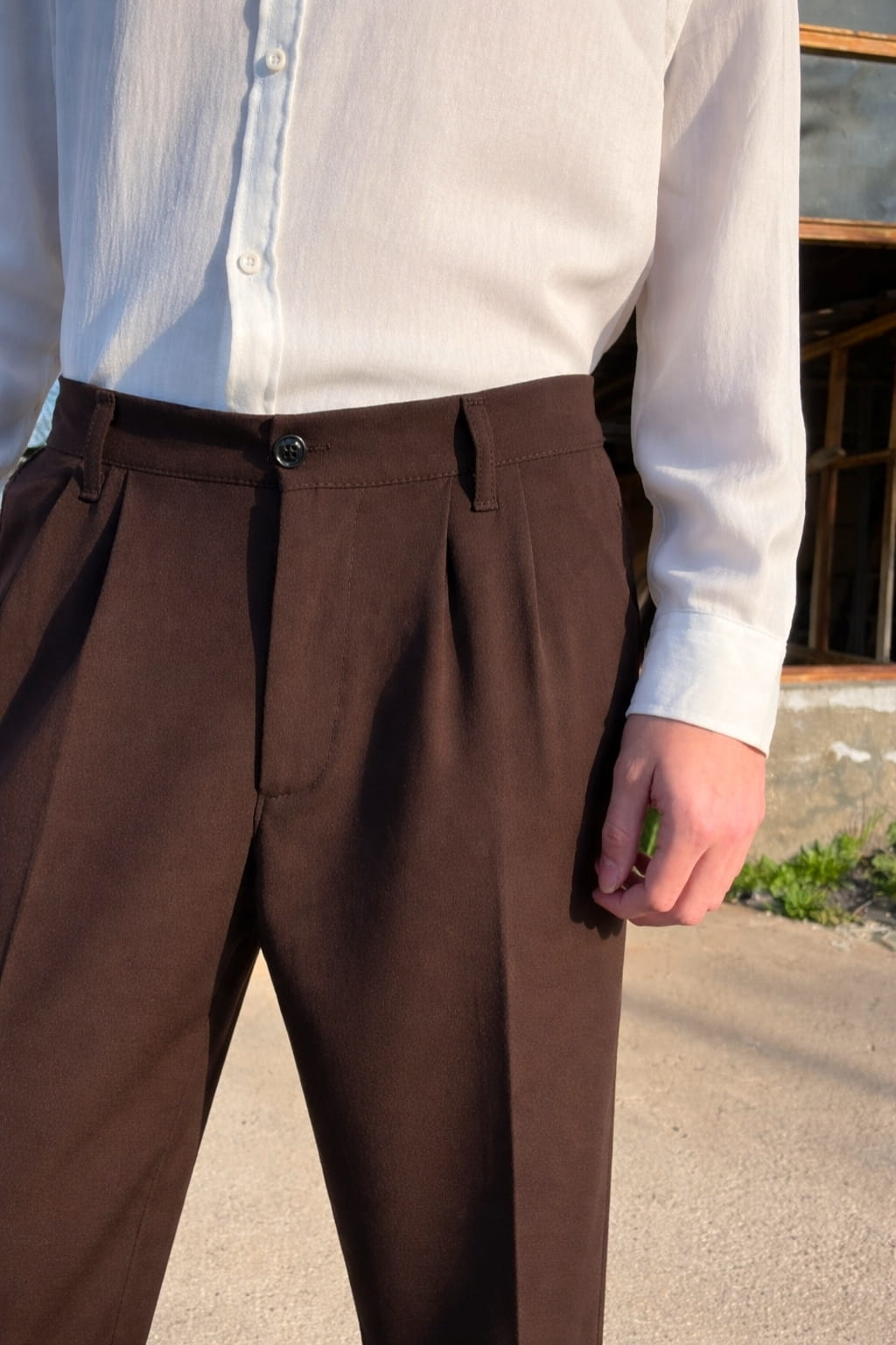 Premium Baggy Kumaş Pantolon Kahve · 2