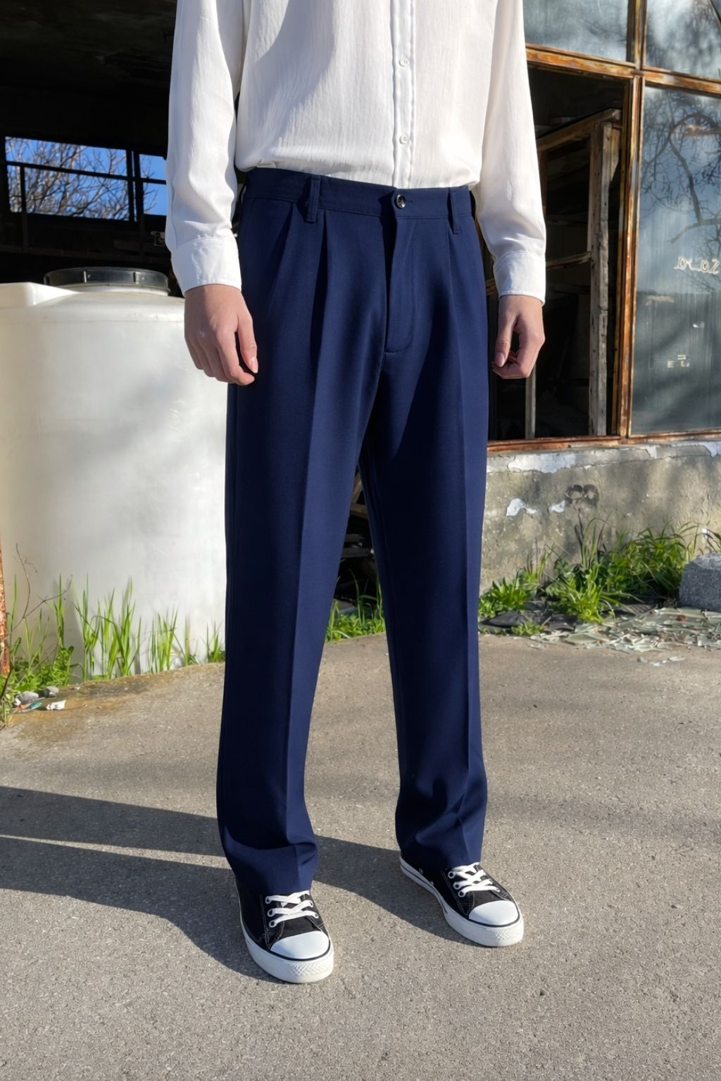 Premium Baggy Kumaş Pantolon Lacivert