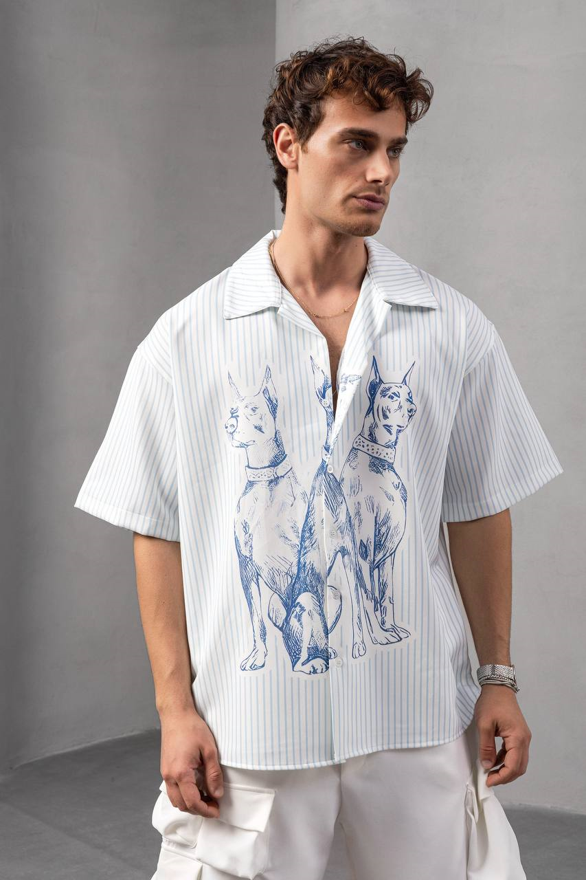 Premium Double Doberman Design Oversize Gömlek