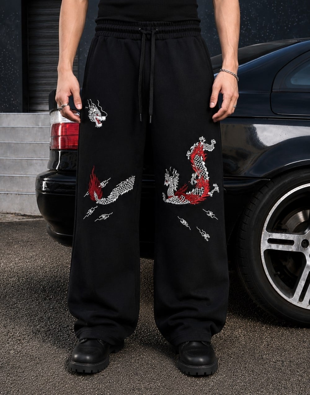 Premium Nakışlı Dragon Patch Baggy Eşofman AltıPremium Nakışlı Dragon Patch Baggy Eşofman Altı