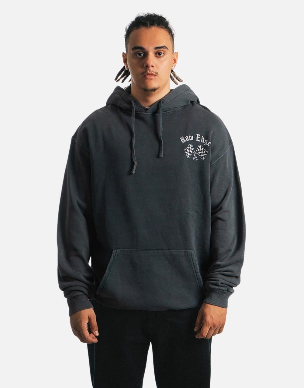 Raw Edge Acid Wash Oversize Sweatshirt Hoodie