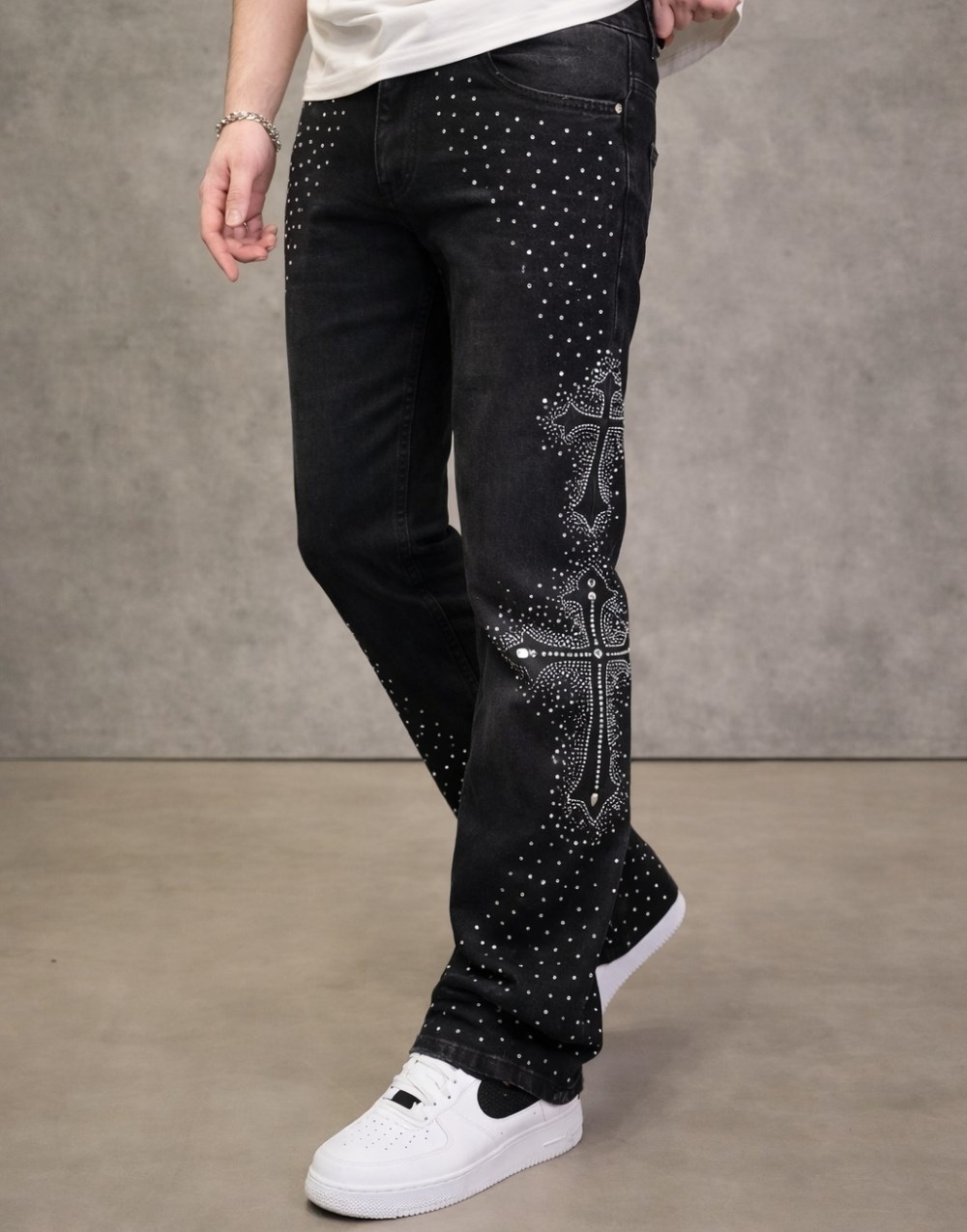 Ultra Premium Crystal Stone Flare Kot Pantolon