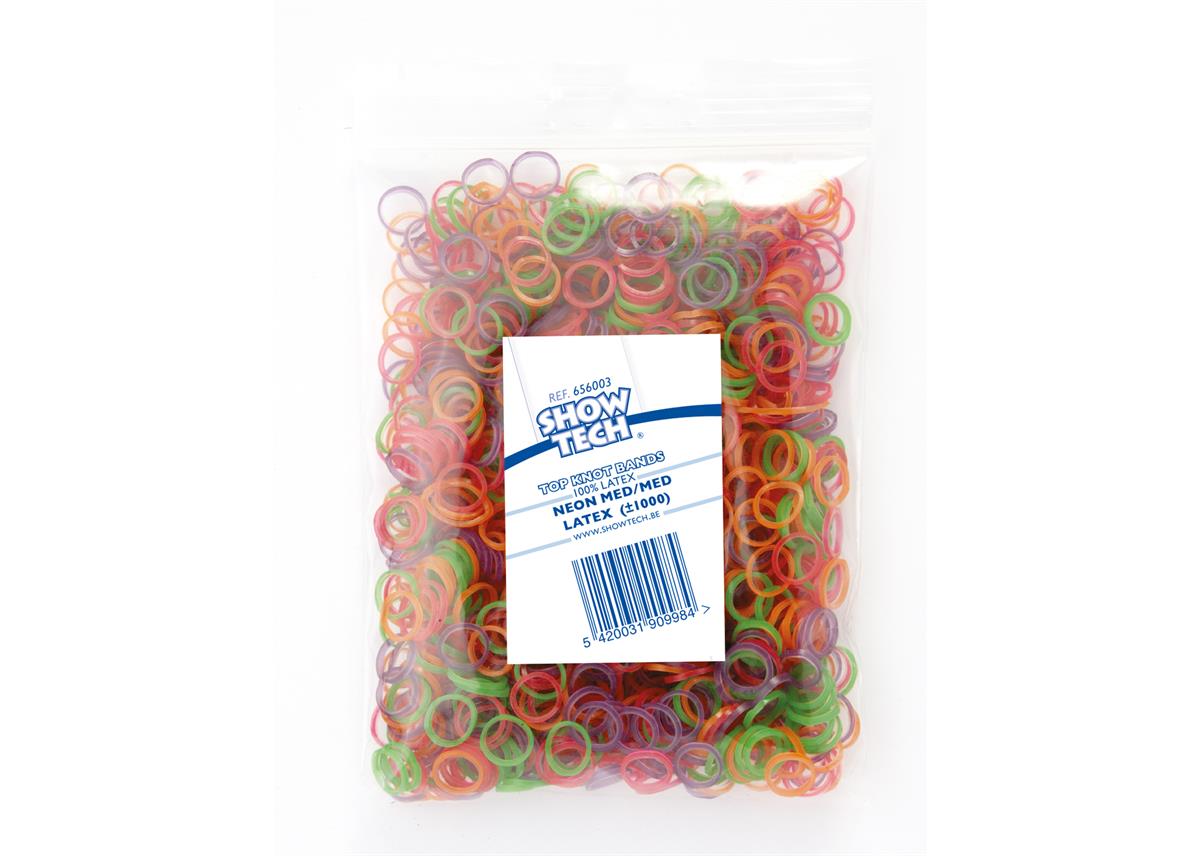 Show Tech Latex Bands Neon Medium-Medium -1000 pcs Top Knot Bands - 65STE062