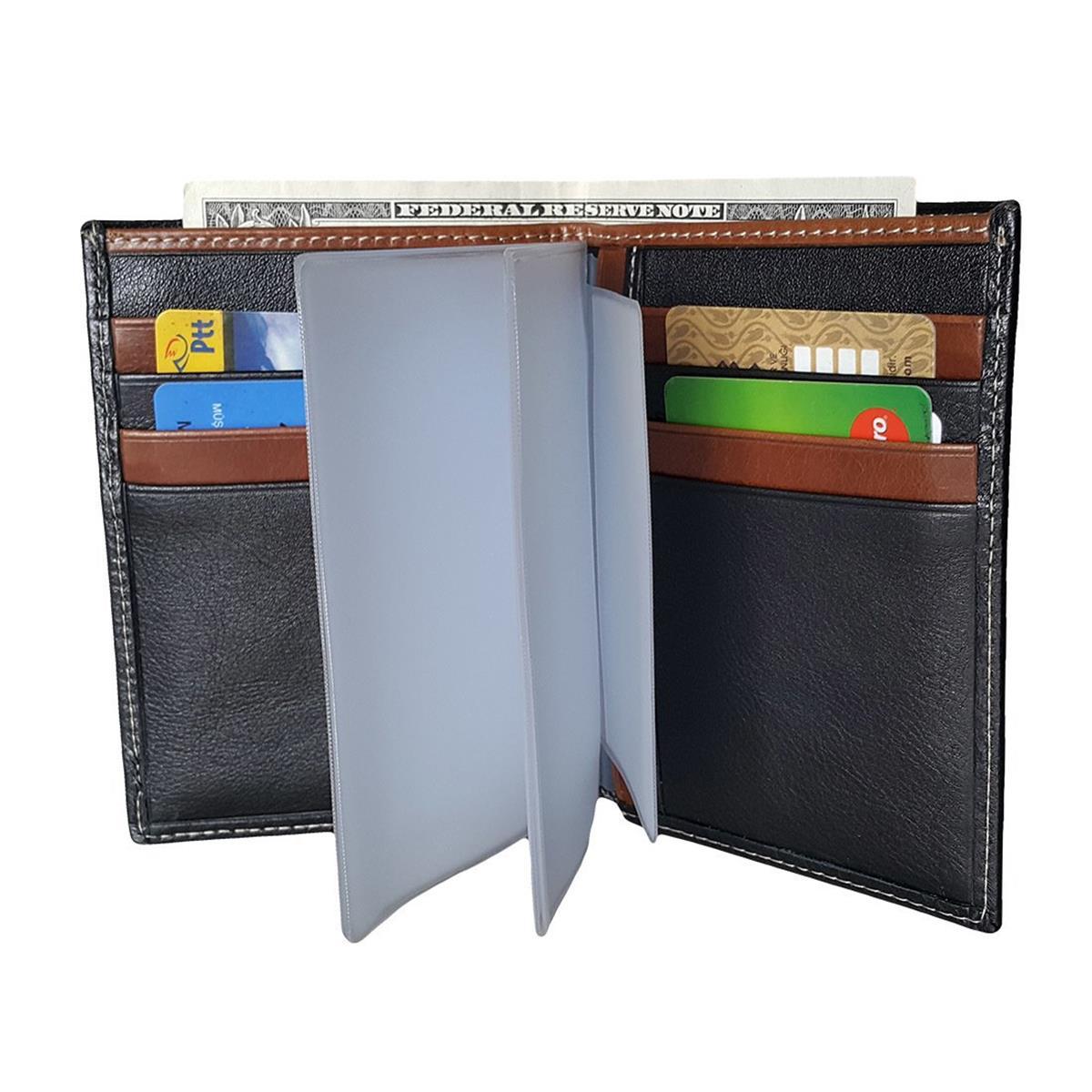 Zenga Erkek Cüzdanı, Oto Ruhsat Kılıfı Bir arada 708-52 Siyah Taba Garni