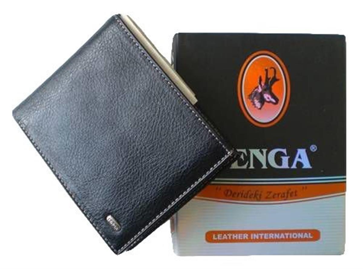 Zenga Orjinal Deri Erkek Cüzdanı Damarlı 112-04 Taba Siyah