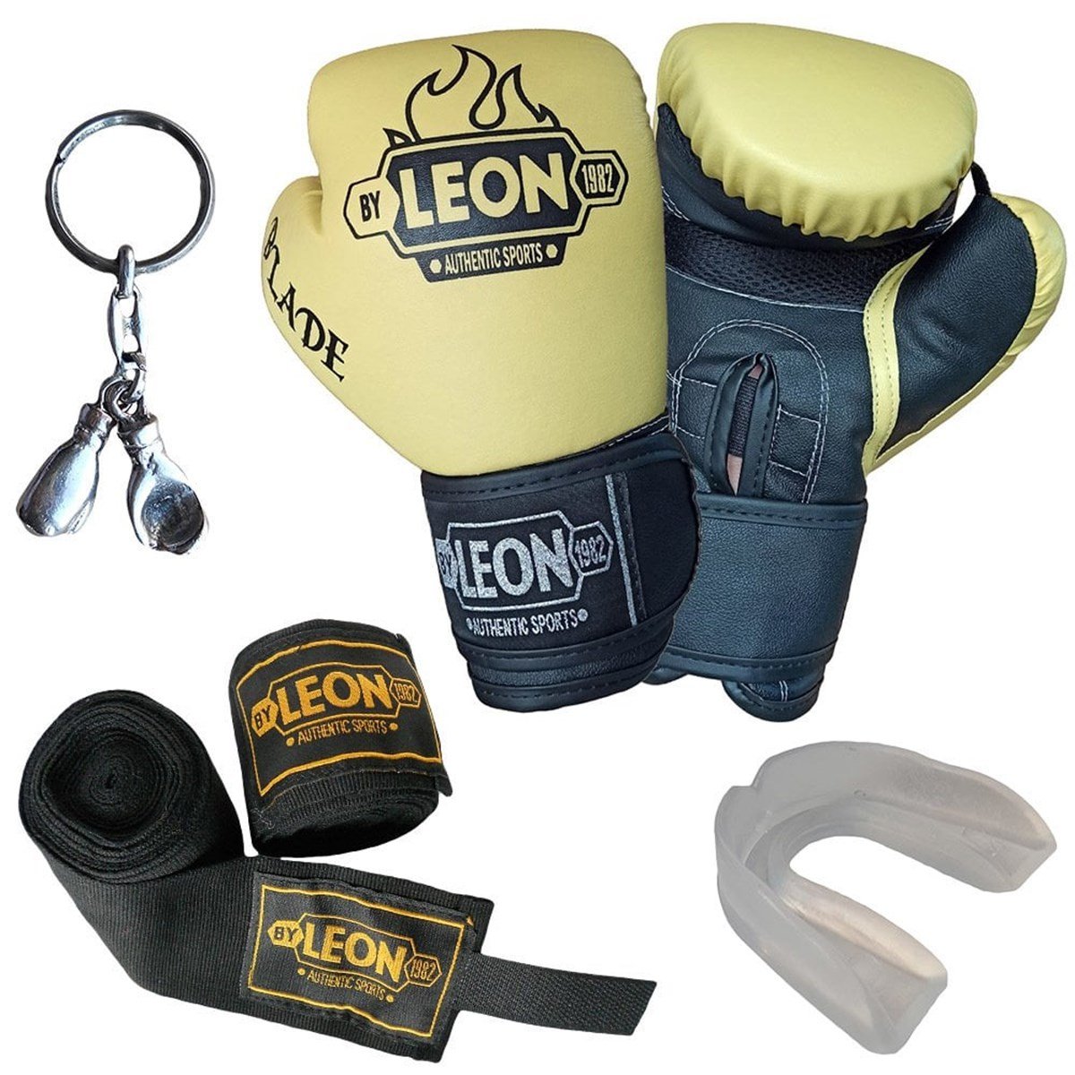 Leon Blade Training Boks Eldiveni, Bandaj Dişlik Anahtarlık Seti Sarı