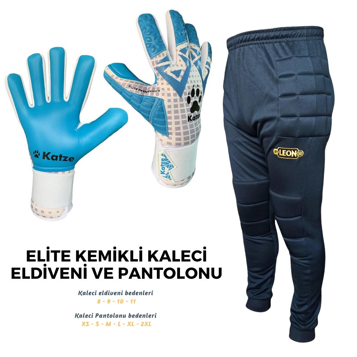 Elit Kemikli Kaleci Eldiveni ve Kaleci Pantolonu Mavi
