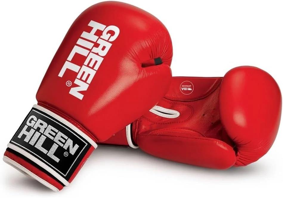 Green Hill Tiger Aıba Onaylı Deri Müsabaka Boks Eldiveni Kırmızı