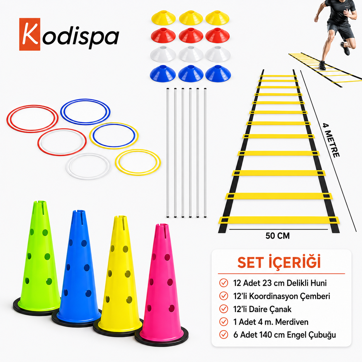 Kodispa 40cm Delikli Hunili Çubuklu Antrenman Seti