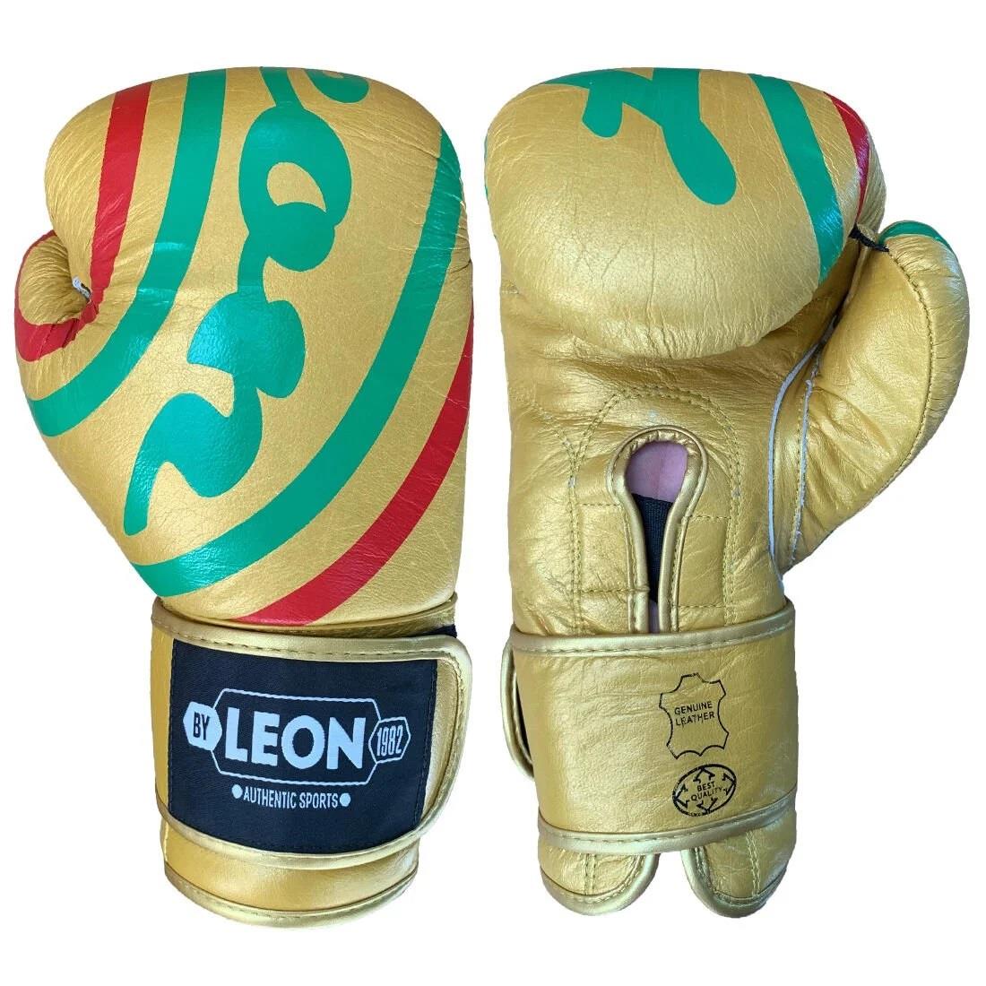 Leon Curved Deri Kick Boks ve Muay Thai Eldiveni Altın