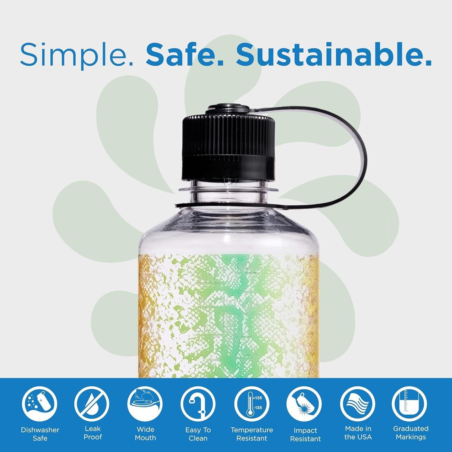 Nalgene 16 Oz NM Tritan Suluk Matara 0,5 Litre Rainbow Snake