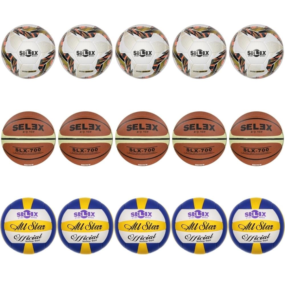 Selex Süper 5 li Set Basketbol - Futbol - Voleybol Topları