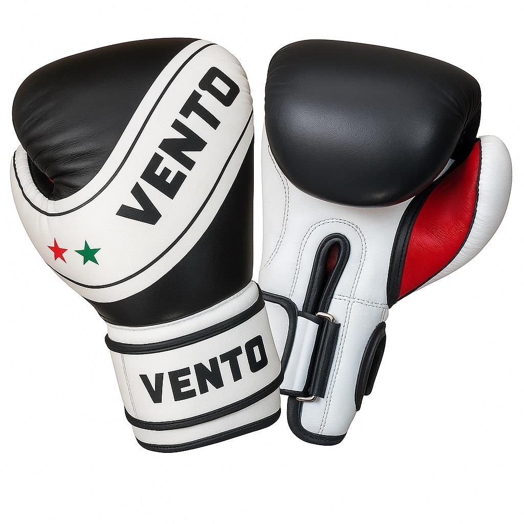 Vento Fury Hakiki Deri Boks ve Kick Boks Eldiveni Siyah Beyaz