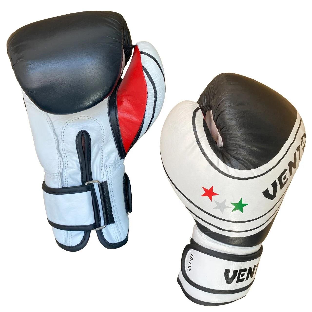 Vento Fury Hakiki Deri Boks ve Kick Boks Eldiveni Siyah Beyaz